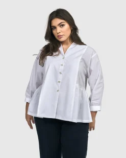 Women Alembika Tops & Tunics<Addison Peplum Blouse, White