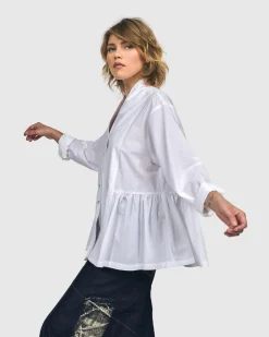 Women Alembika Tops & Tunics<Addison Peplum Blouse, White