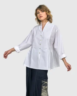 Women Alembika Tops & Tunics<Addison Peplum Blouse, White