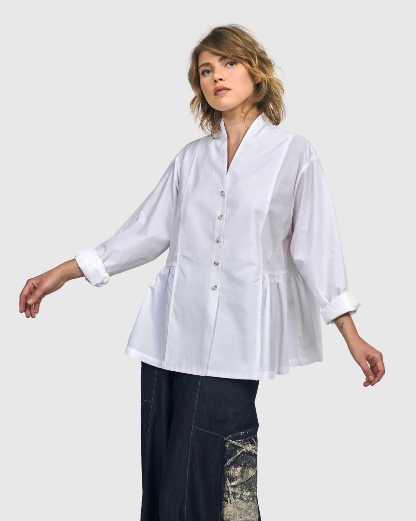 Women Alembika Tops & Tunics<Addison Peplum Blouse, White