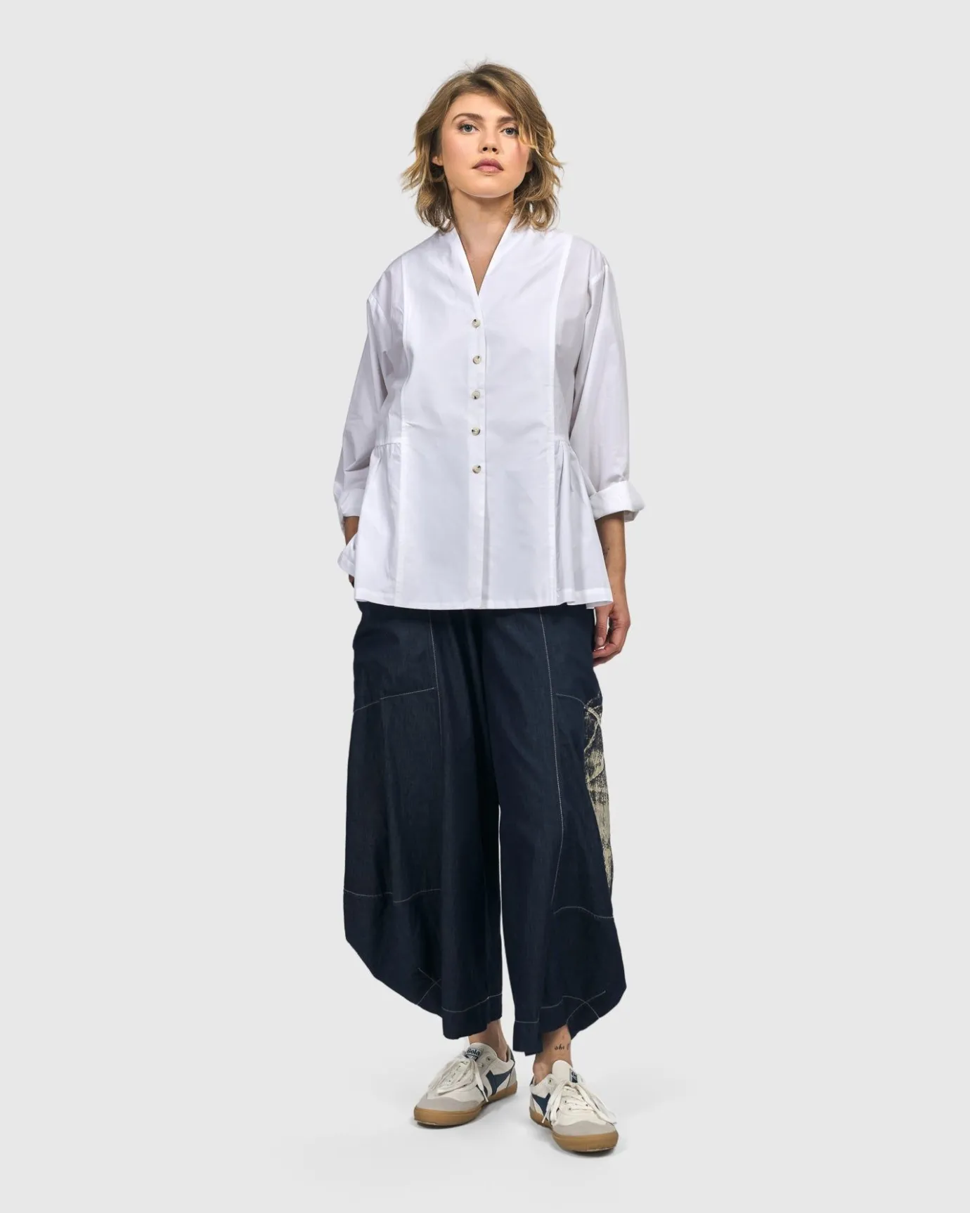 Women Alembika Tops & Tunics<Addison Peplum Blouse, White