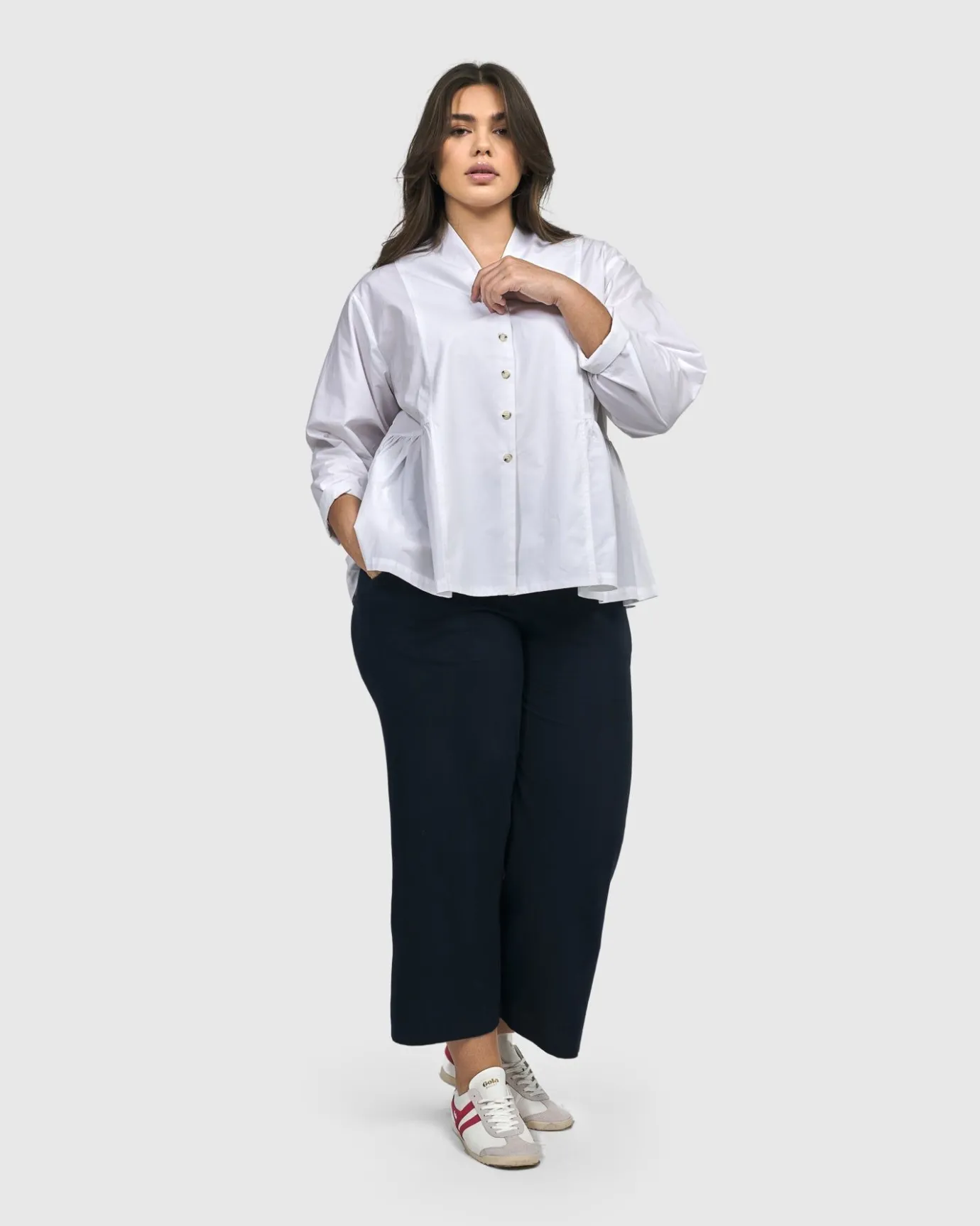 Women Alembika Tops & Tunics<Addison Peplum Blouse, White