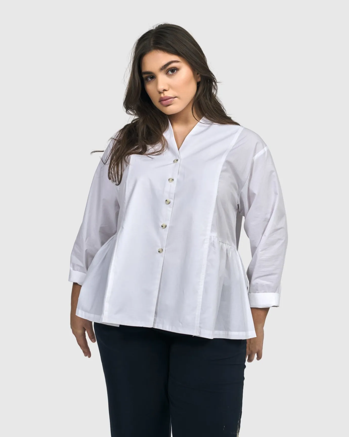 Women Alembika Plus<Addison Peplum Blouse, White