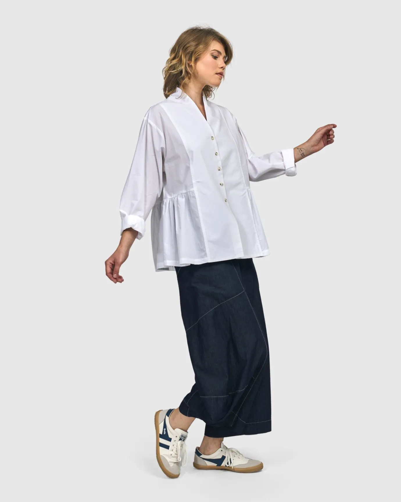 Women Alembika Plus<Addison Peplum Blouse, White