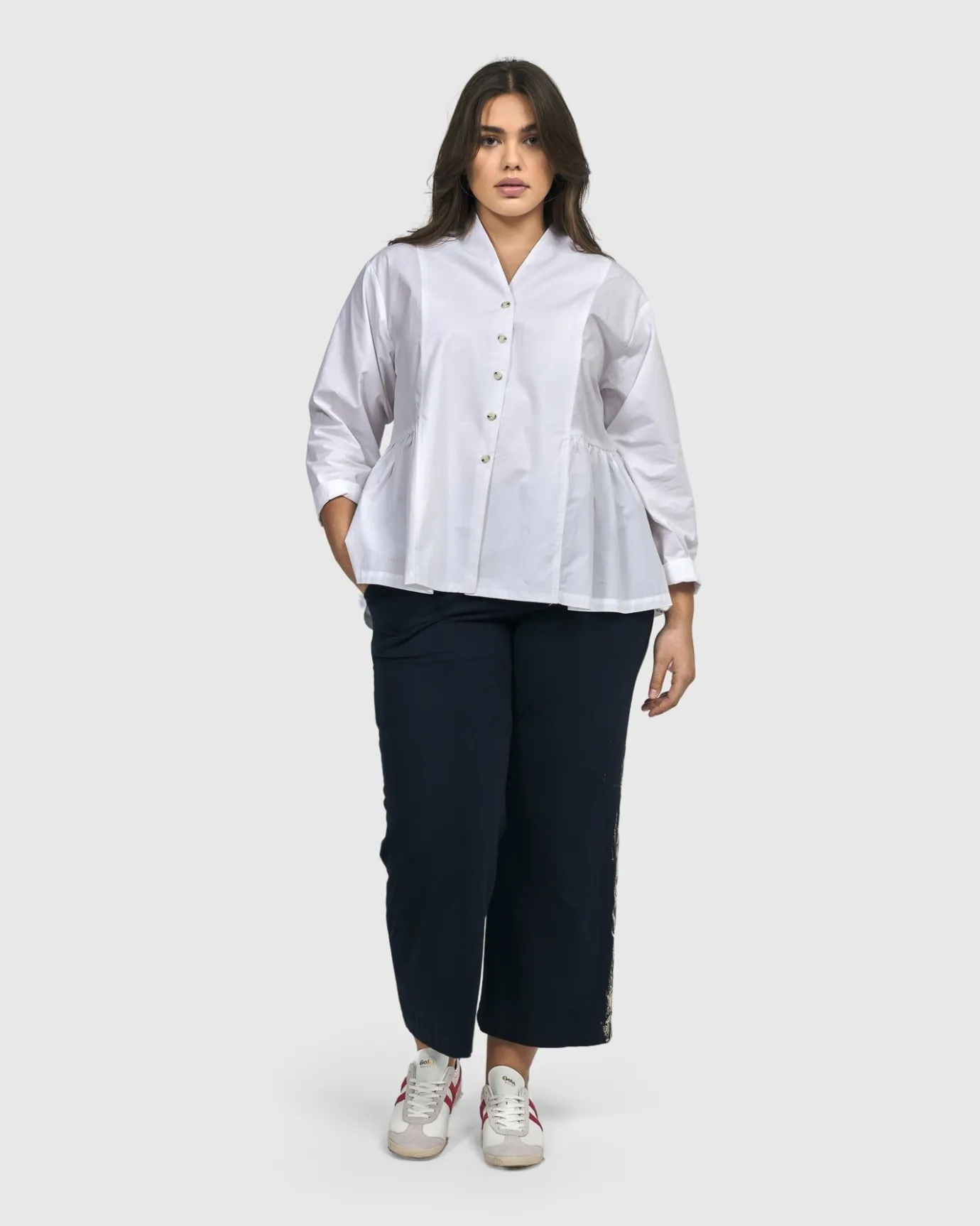 Women Alembika Plus<Addison Peplum Blouse, White