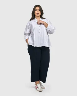 Women Alembika Plus<Addison Peplum Blouse, White