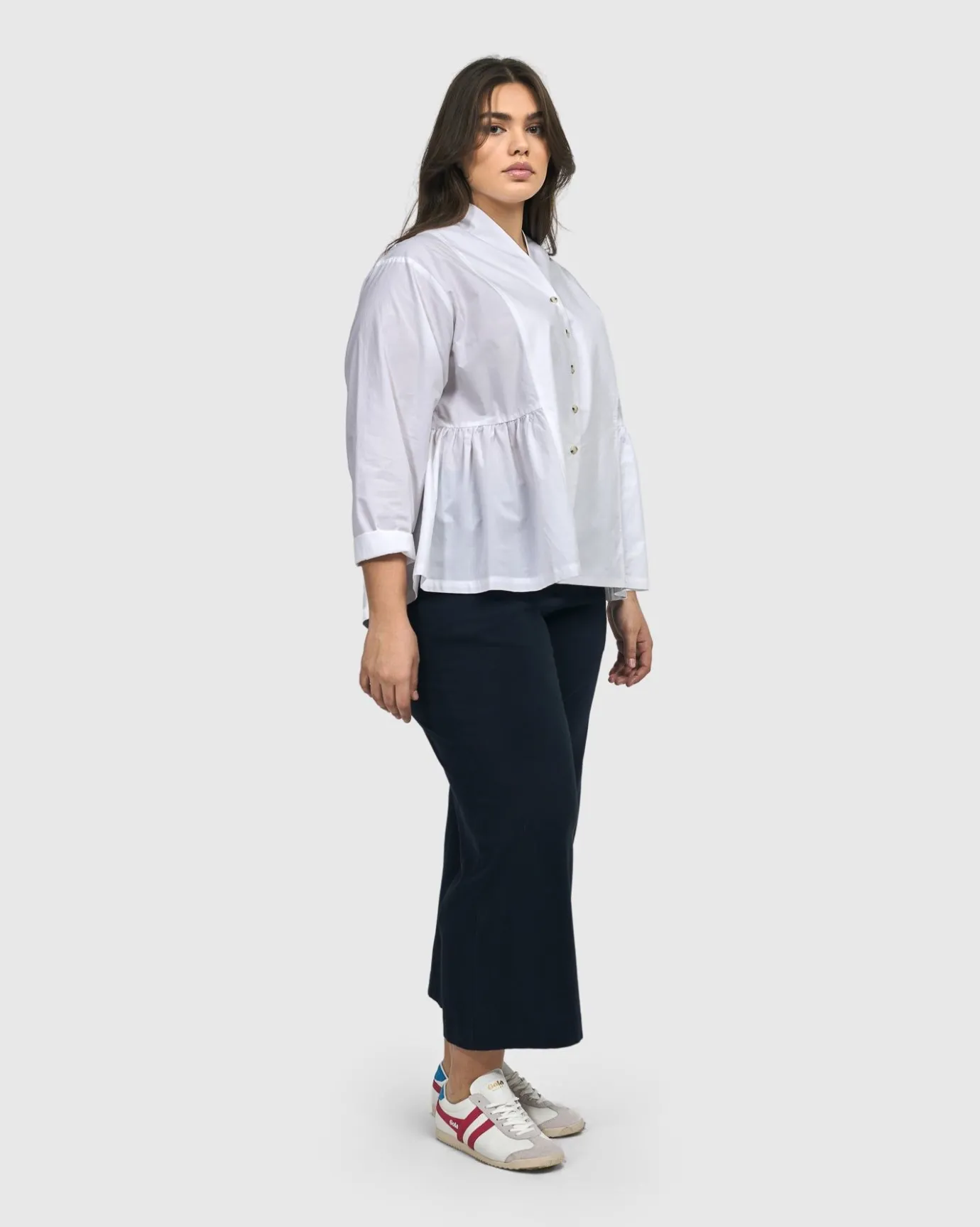 Women Alembika Plus<Addison Peplum Blouse, White