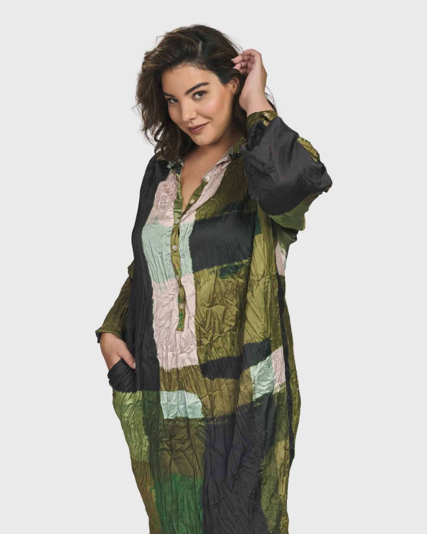 Women Alembika Plus<Al Fresco Shirt Dress, Olive