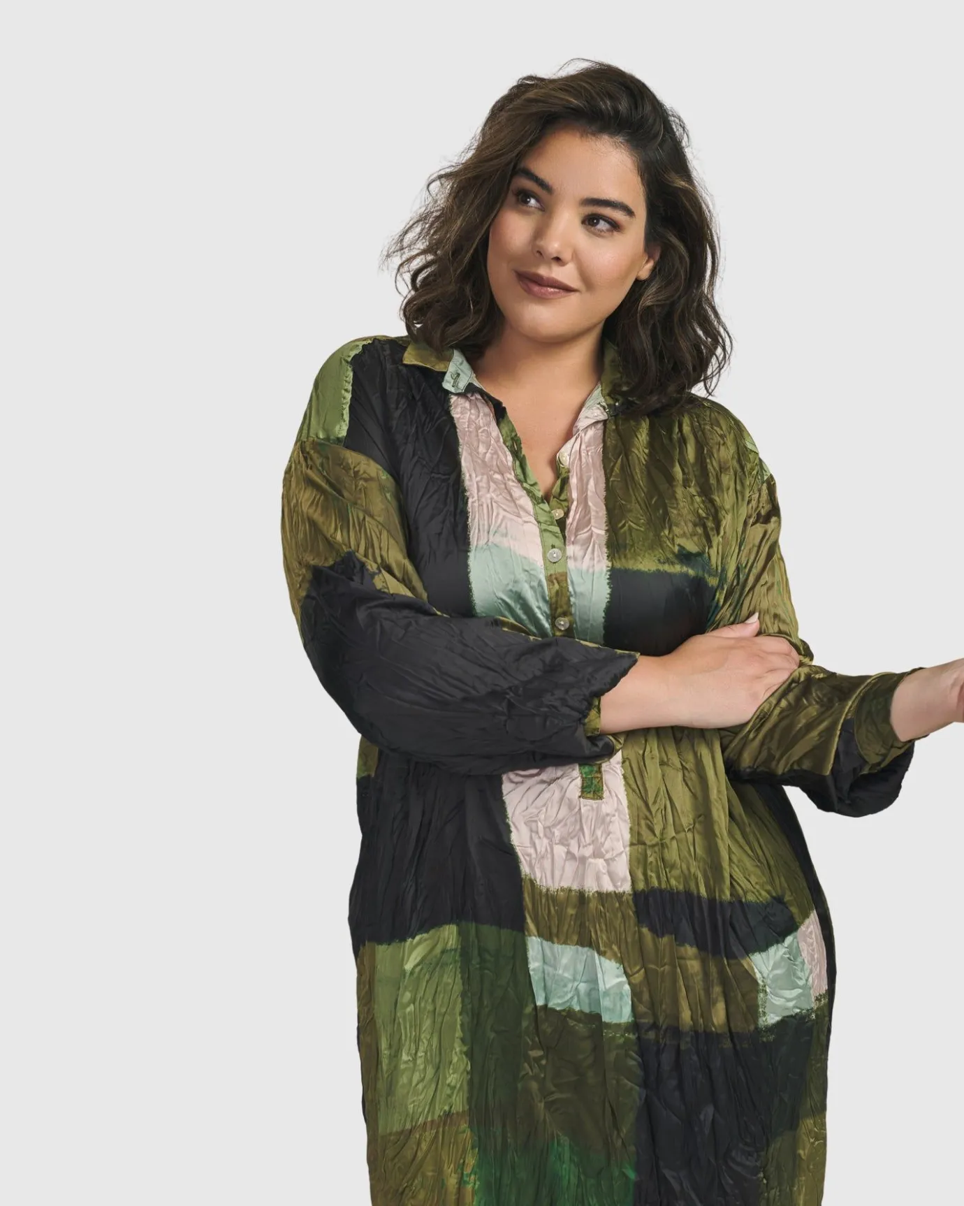 Women Alembika Plus<Al Fresco Shirt Dress, Olive