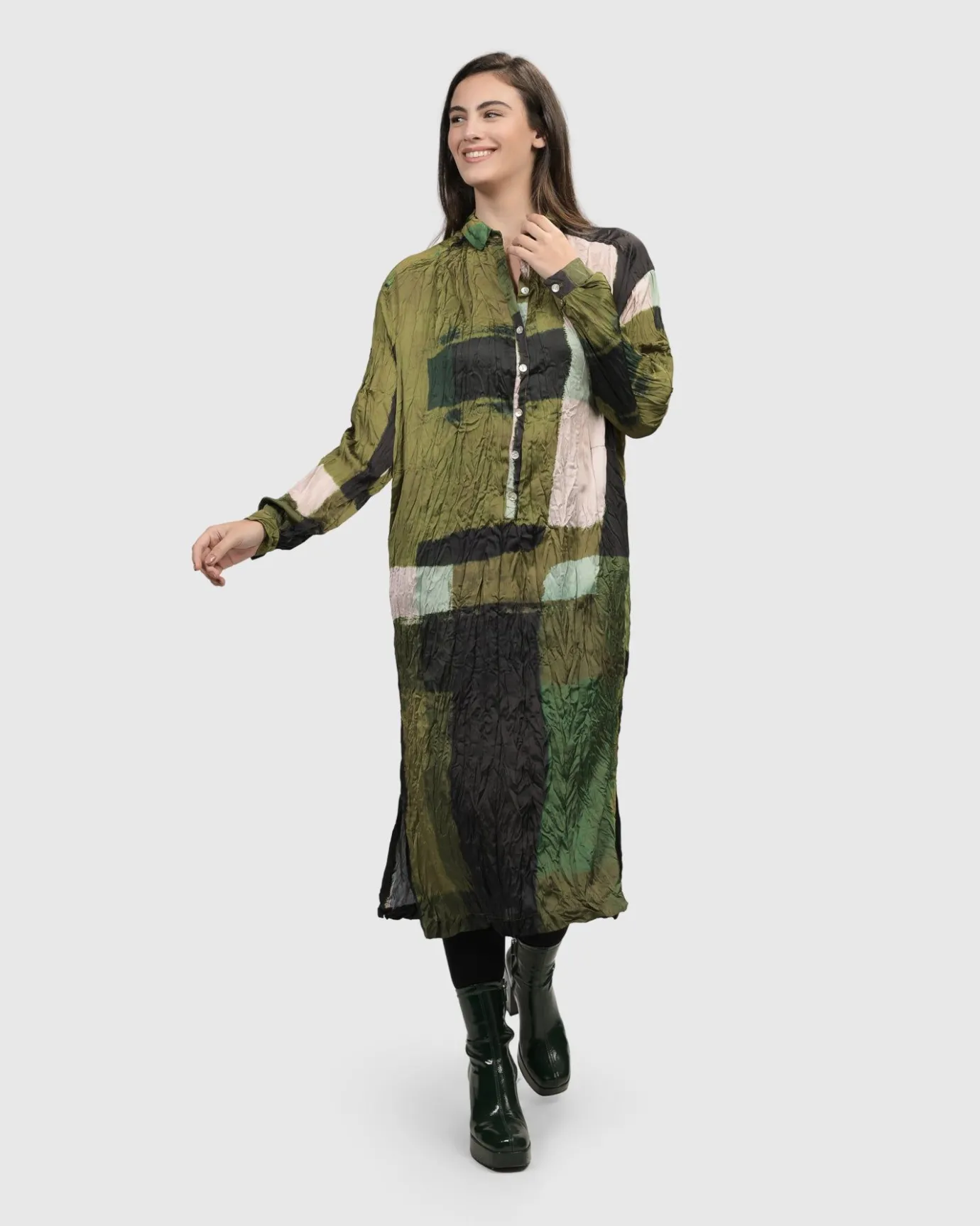 Women Alembika Plus<Al Fresco Shirt Dress, Olive