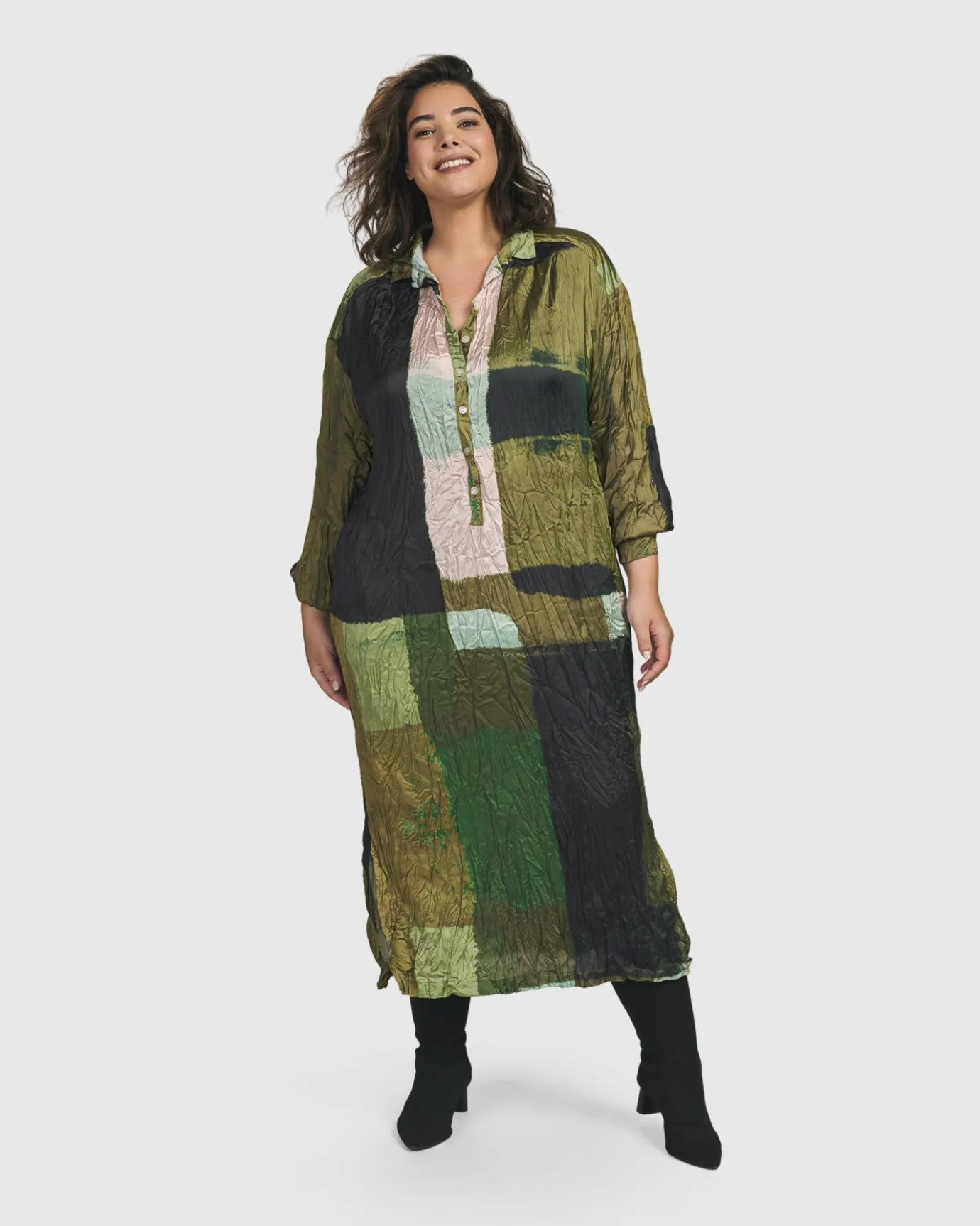 Women Alembika Plus<Al Fresco Shirt Dress, Olive