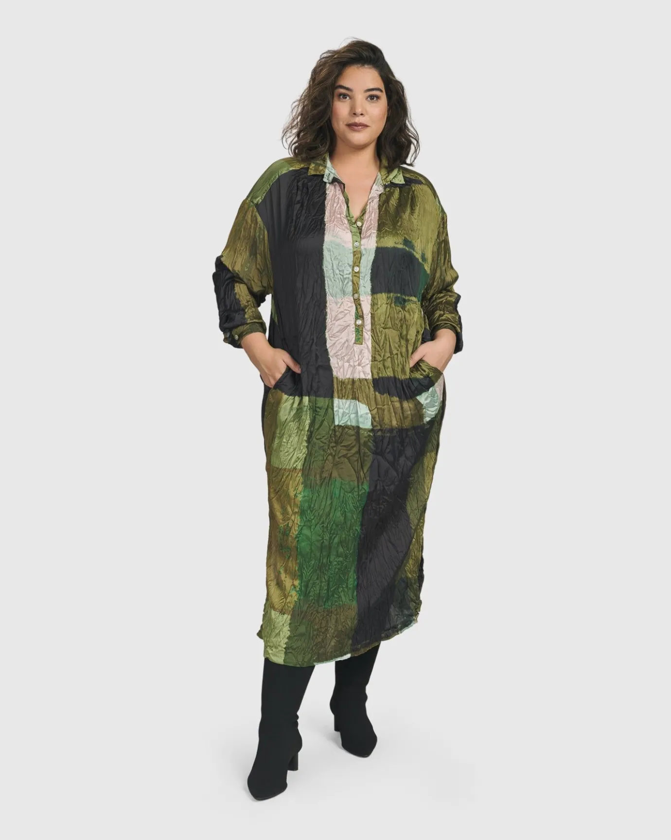 Women Alembika Plus<Al Fresco Shirt Dress, Olive