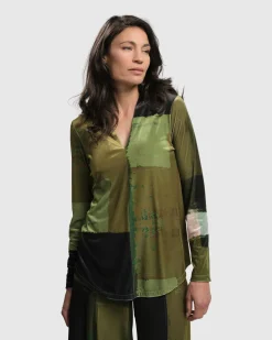 Women Alembika Plus<Al Fresco V Neck Pullover, Olive