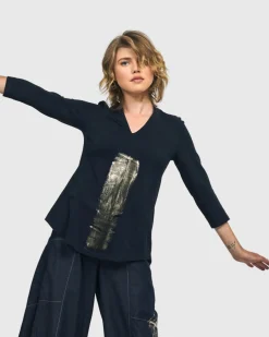 Women Alembika Tops & Tunics<Alaska V-Neck Top, Navy