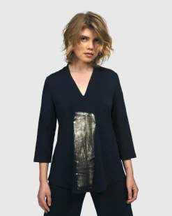 Women Alembika Tops & Tunics<Alaska V-Neck Top, Navy