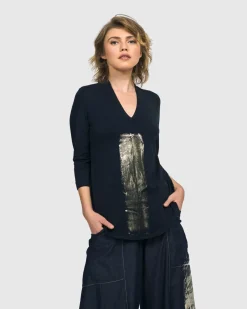 Women Alembika Plus<Alaska V-Neck Top, Navy
