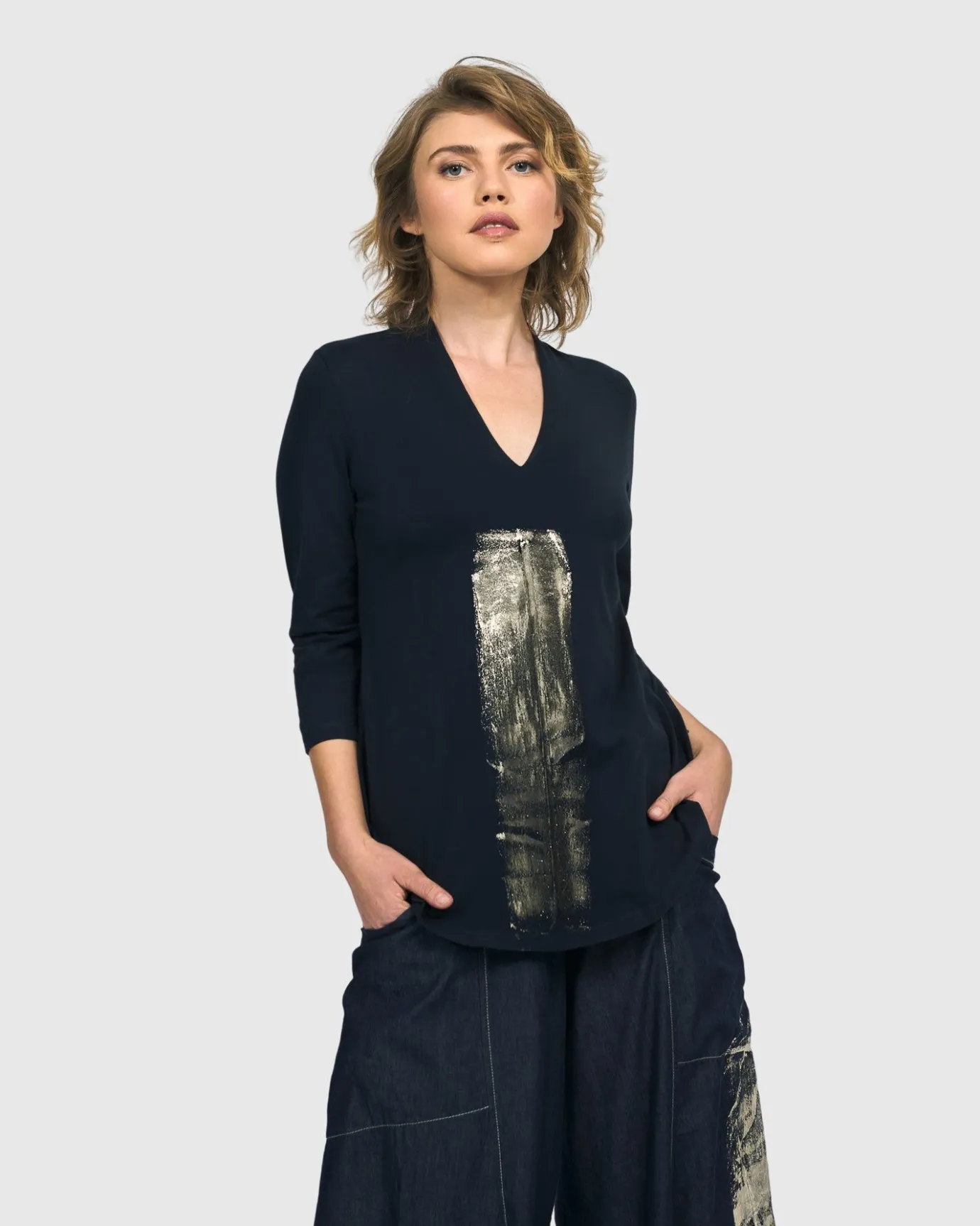 Women Alembika Plus<Alaska V-Neck Top, Navy