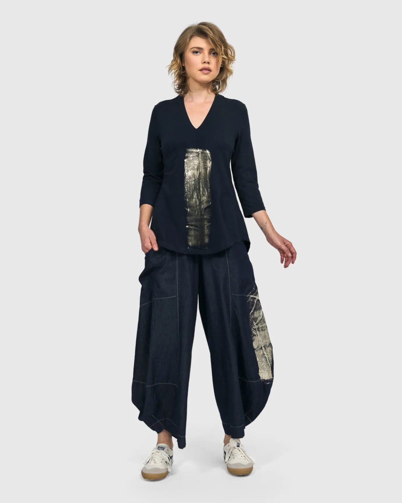 Women Alembika Plus<Alaska V-Neck Top, Navy
