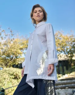 Women Alembika Plus<Albany Button Down Tunic Top, White