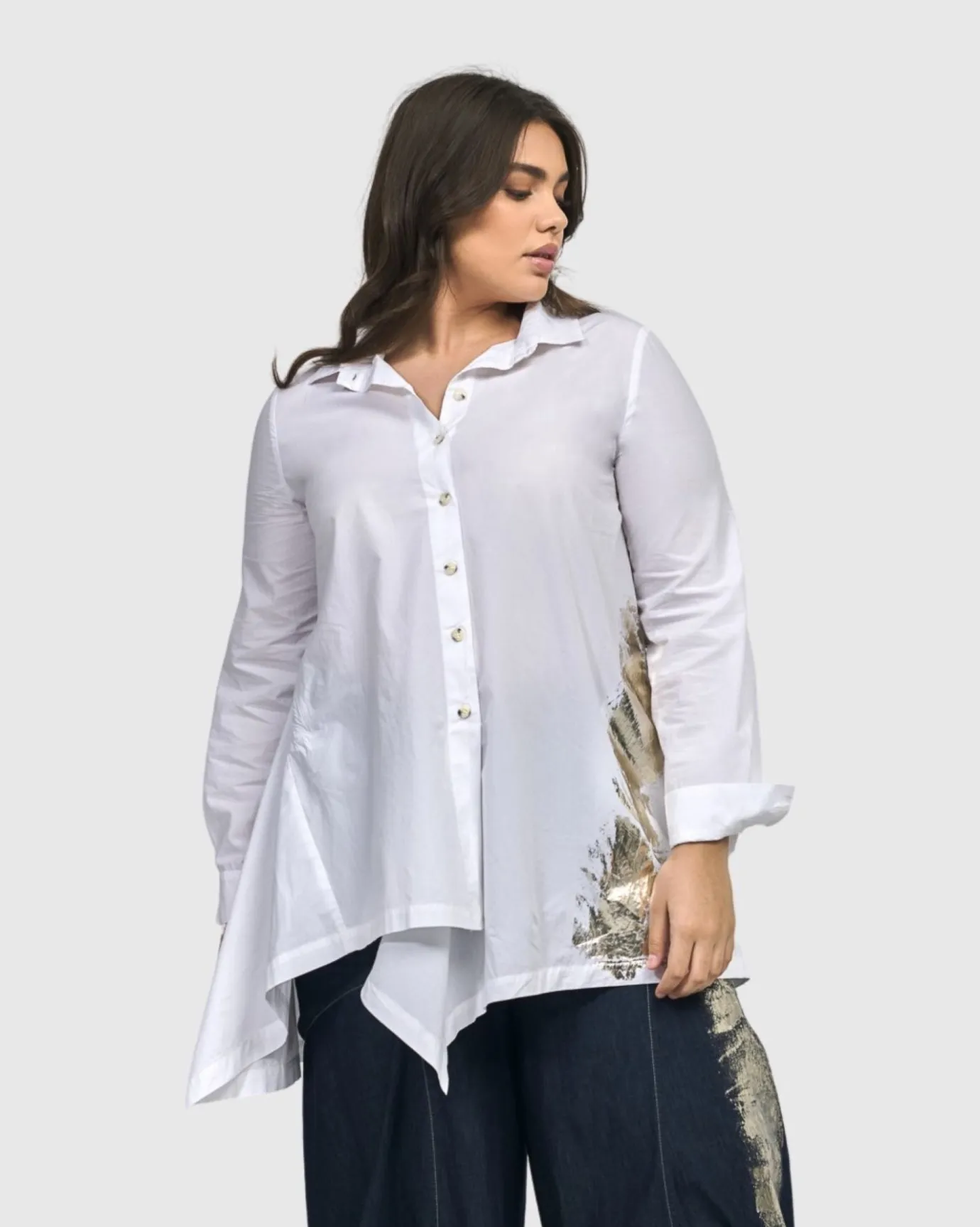 Women Alembika Tops & Tunics<Albany Button Down Tunic Top, White
