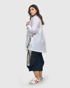 Women Alembika Tops & Tunics<Albany Button Down Tunic Top, White