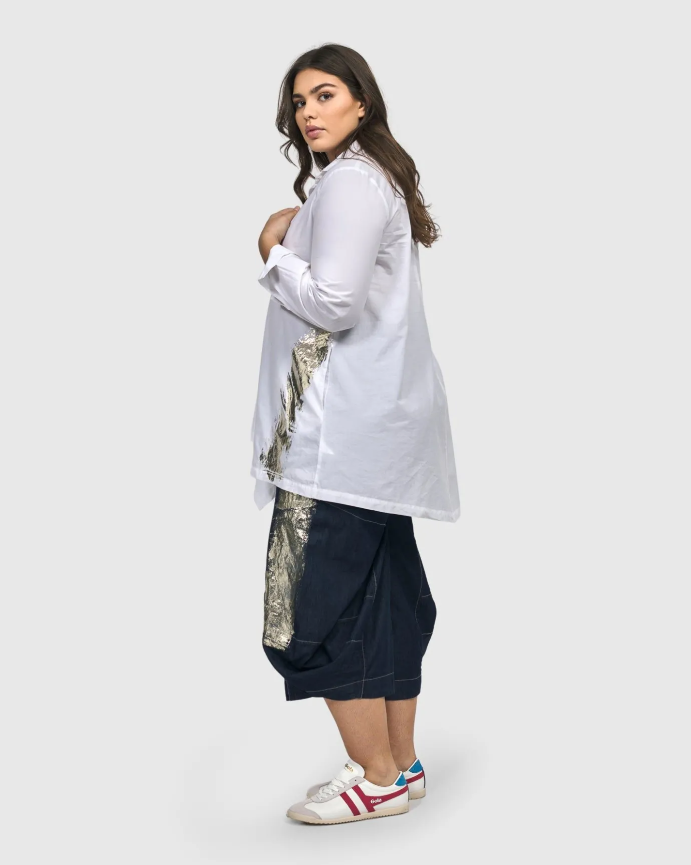 Women Alembika Tops & Tunics<Albany Button Down Tunic Top, White
