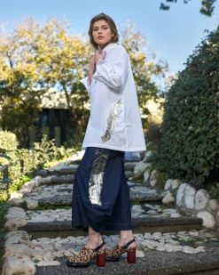 Women Alembika Tops & Tunics<Albany Button Down Tunic Top, White