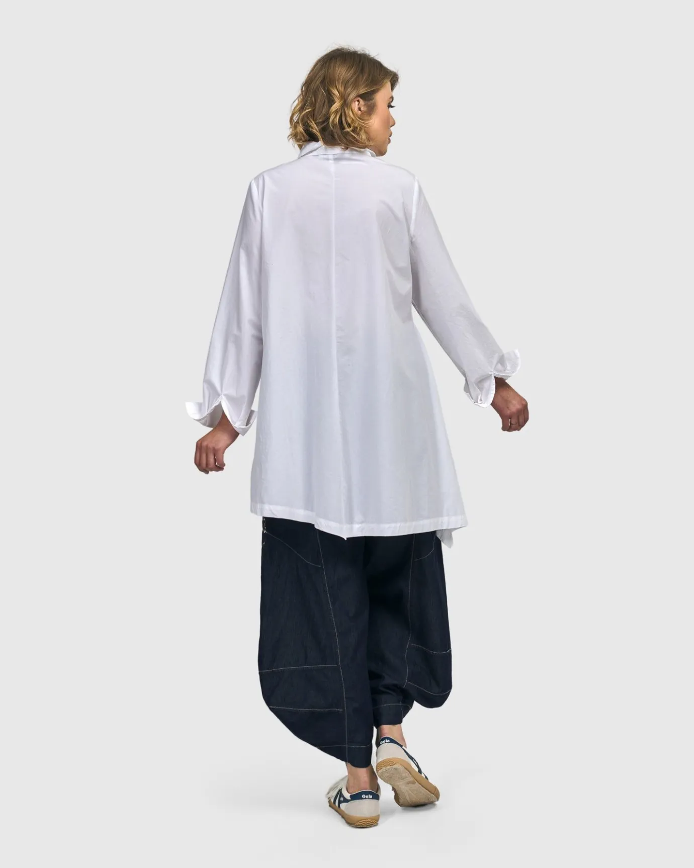 Women Alembika Tops & Tunics<Albany Button Down Tunic Top, White