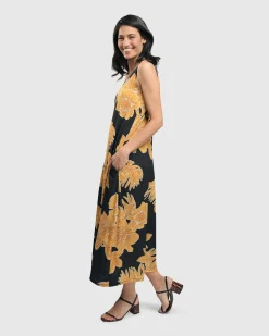 Women Alembika Dresses<Aloha Sleeveless Maxi Dress, Gold