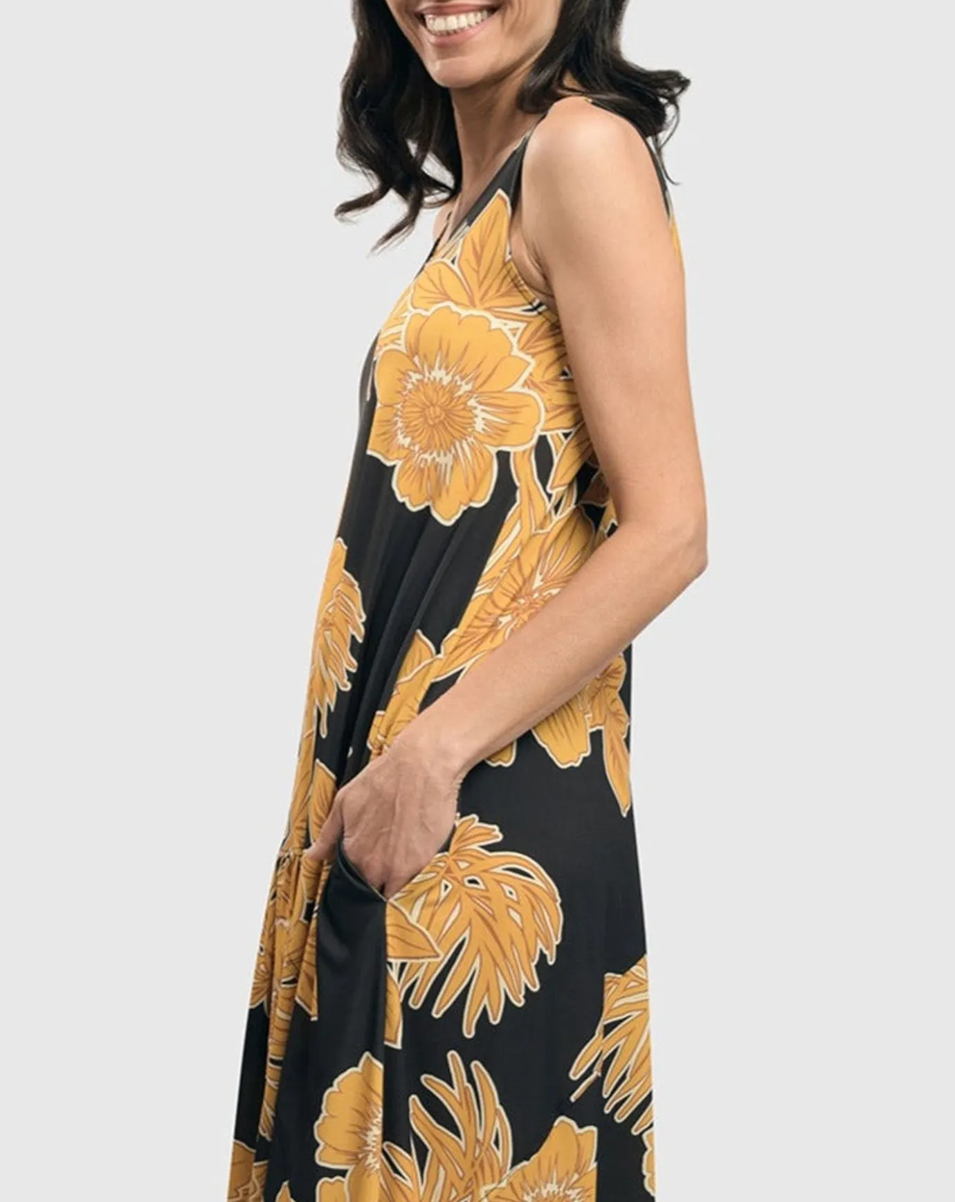 Women Alembika Dresses<Aloha Sleeveless Maxi Dress, Gold