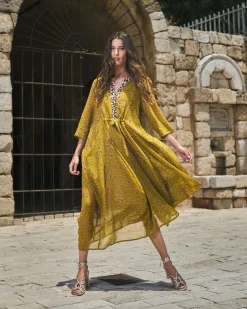 Women Alembika Dresses<Amelie V-Neck Caftan, Meadow