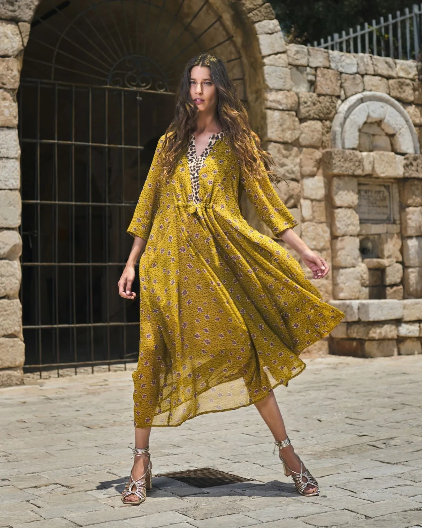 Women Alembika Dresses<Amelie V-Neck Caftan, Meadow