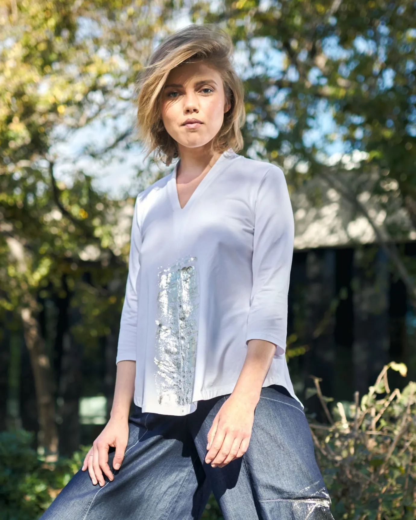 Women Alembika Tops & Tunics<Anchorage V-Neck Top, White