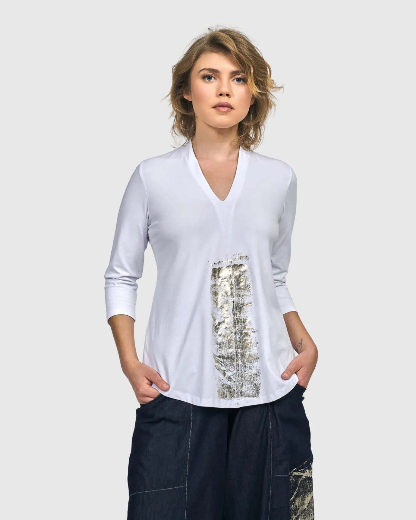 Women Alembika Tops & Tunics<Anchorage V-Neck Top, White