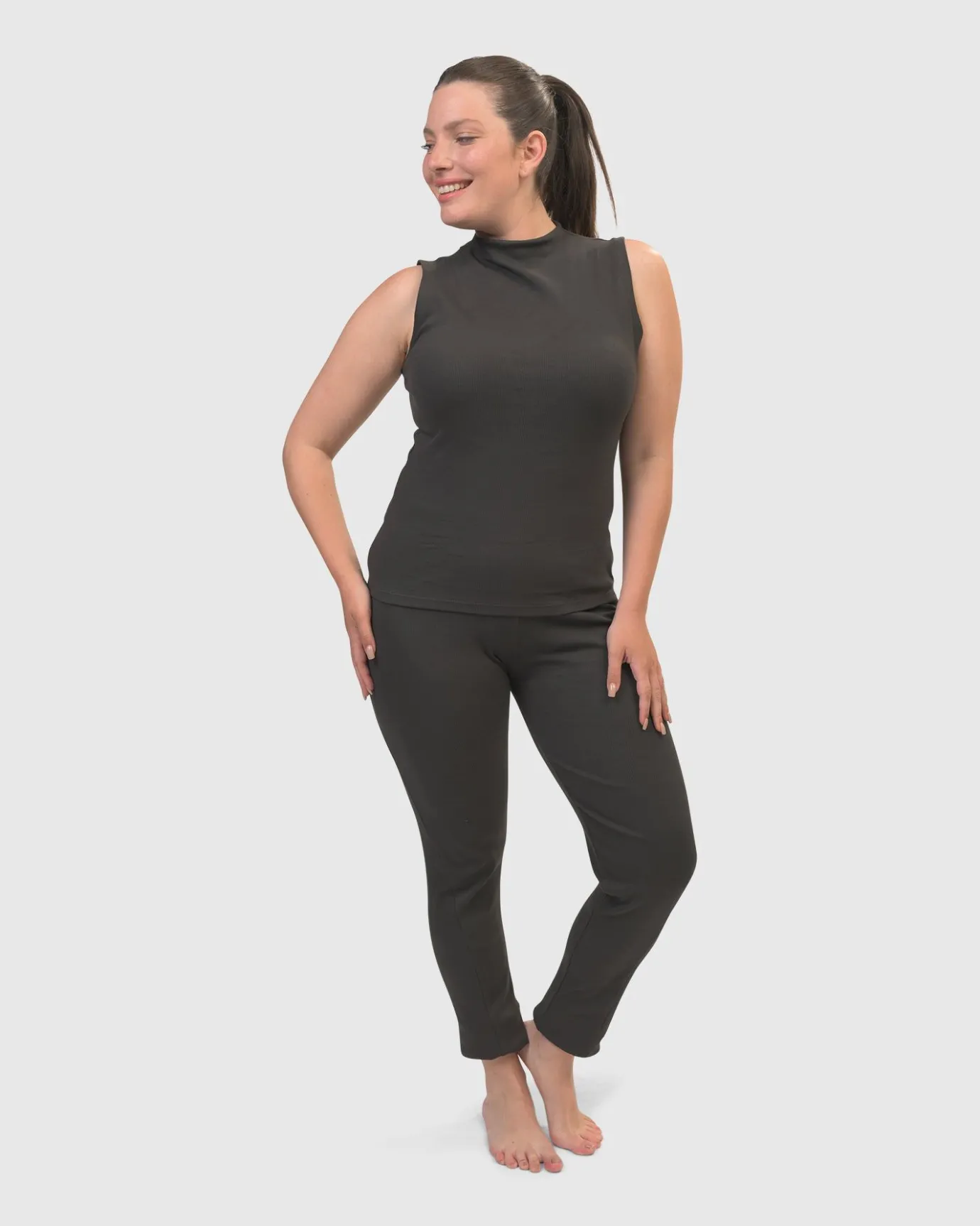 Women Alembika Tops & Tunics<Asana High-Neck Top, Charcoal