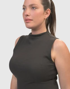 Women Alembika Tops & Tunics<Asana High-Neck Top, Charcoal