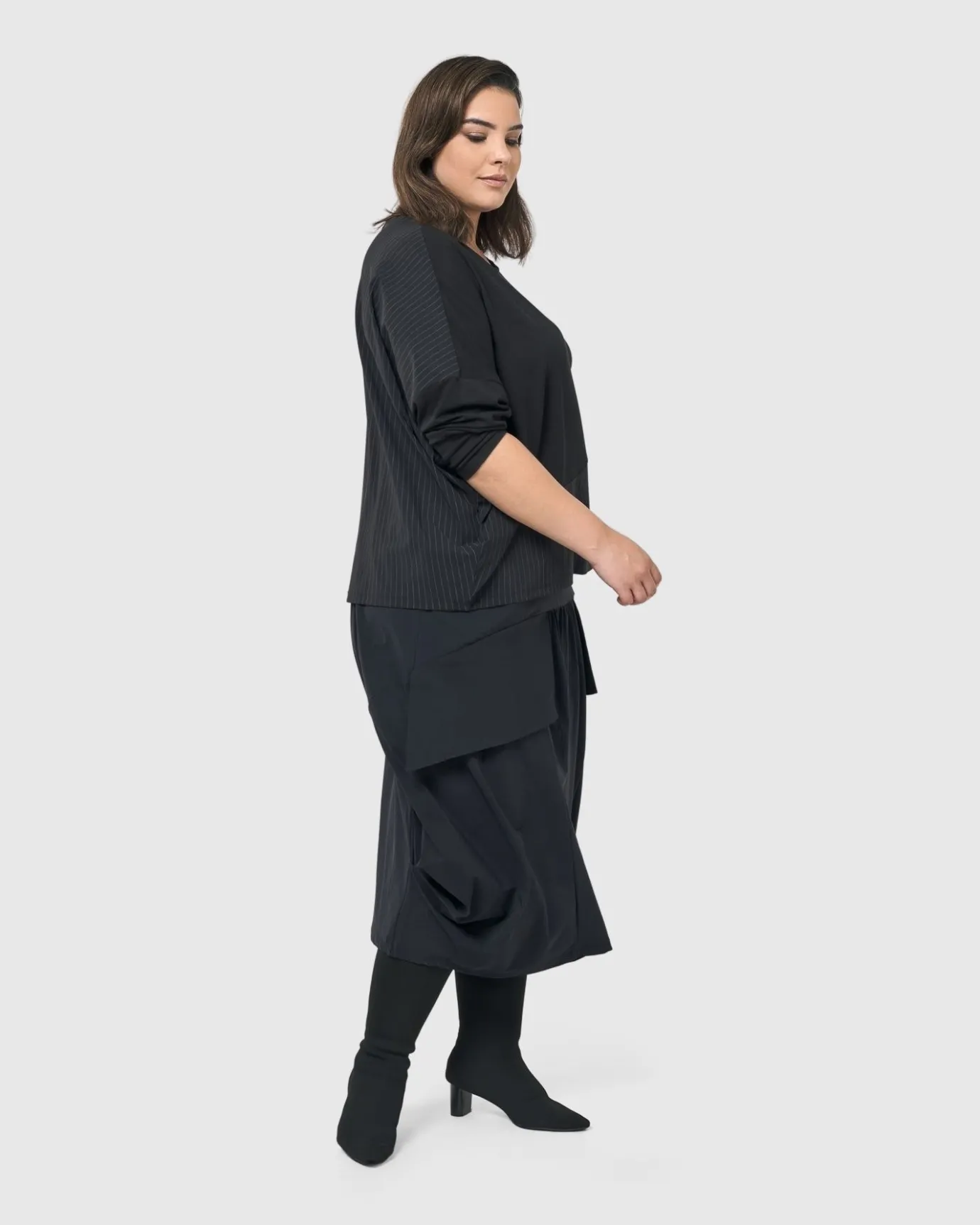 Women Alembika Plus<Audrey Relaxed Top, Pinstripes