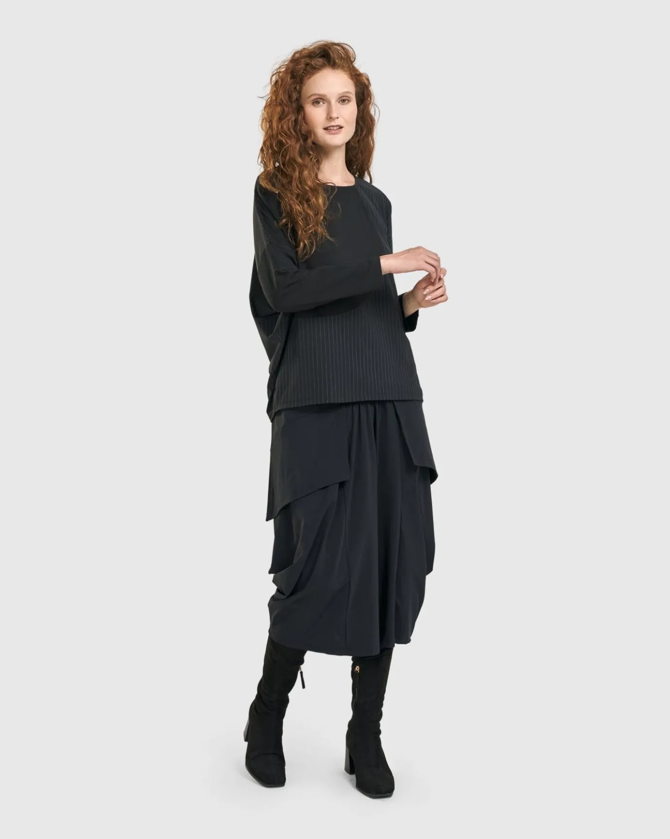 Women Alembika Plus<Audrey Relaxed Top, Pinstripes