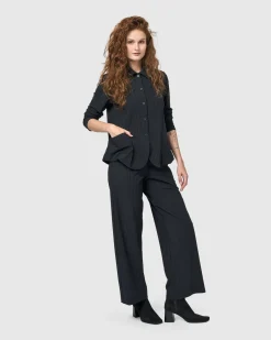 Women Alembika Plus<Audrey Shirt Jacket, Pinstripes