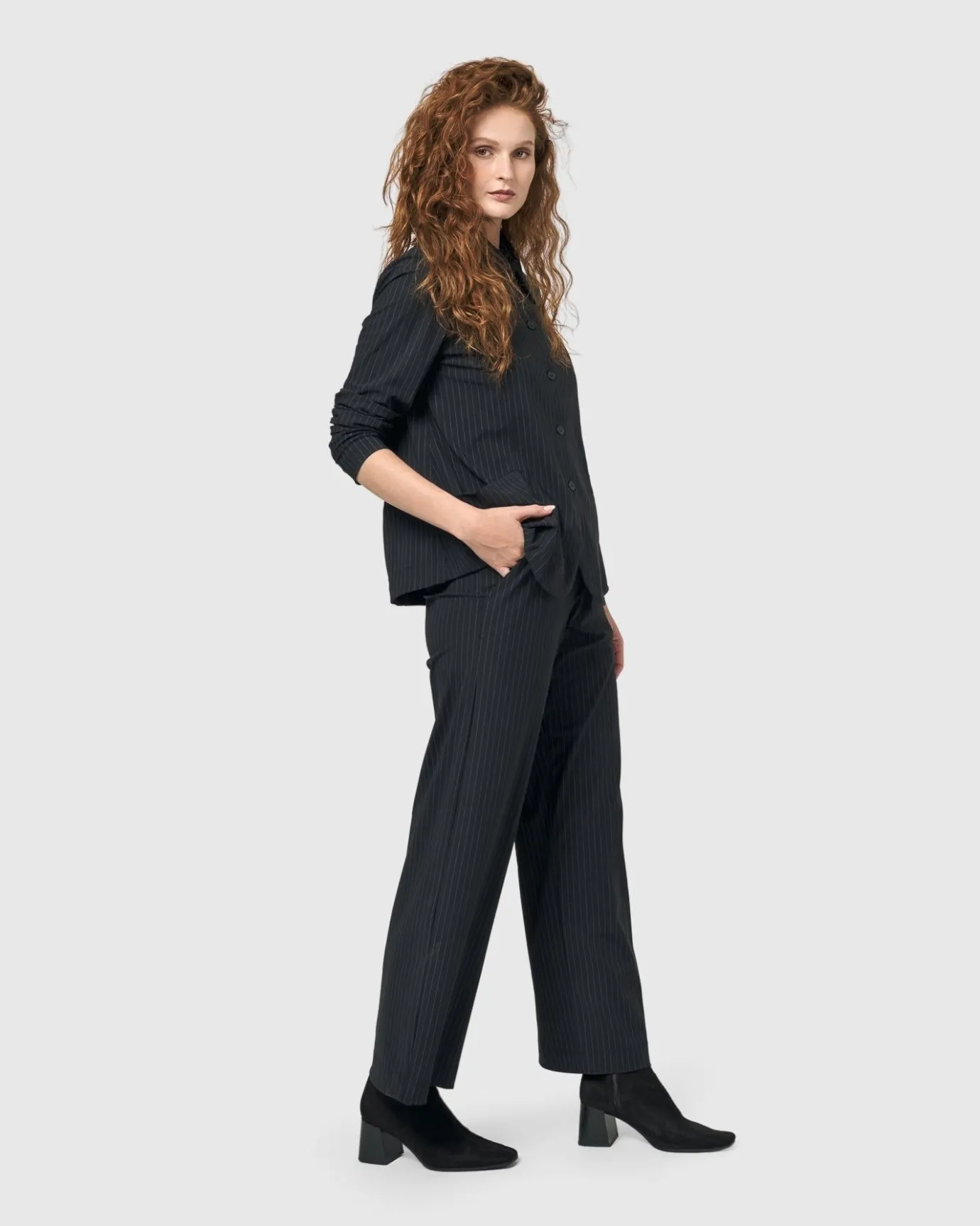 Women Alembika Jackets<Audrey Shirt Jacket, Pinstripes