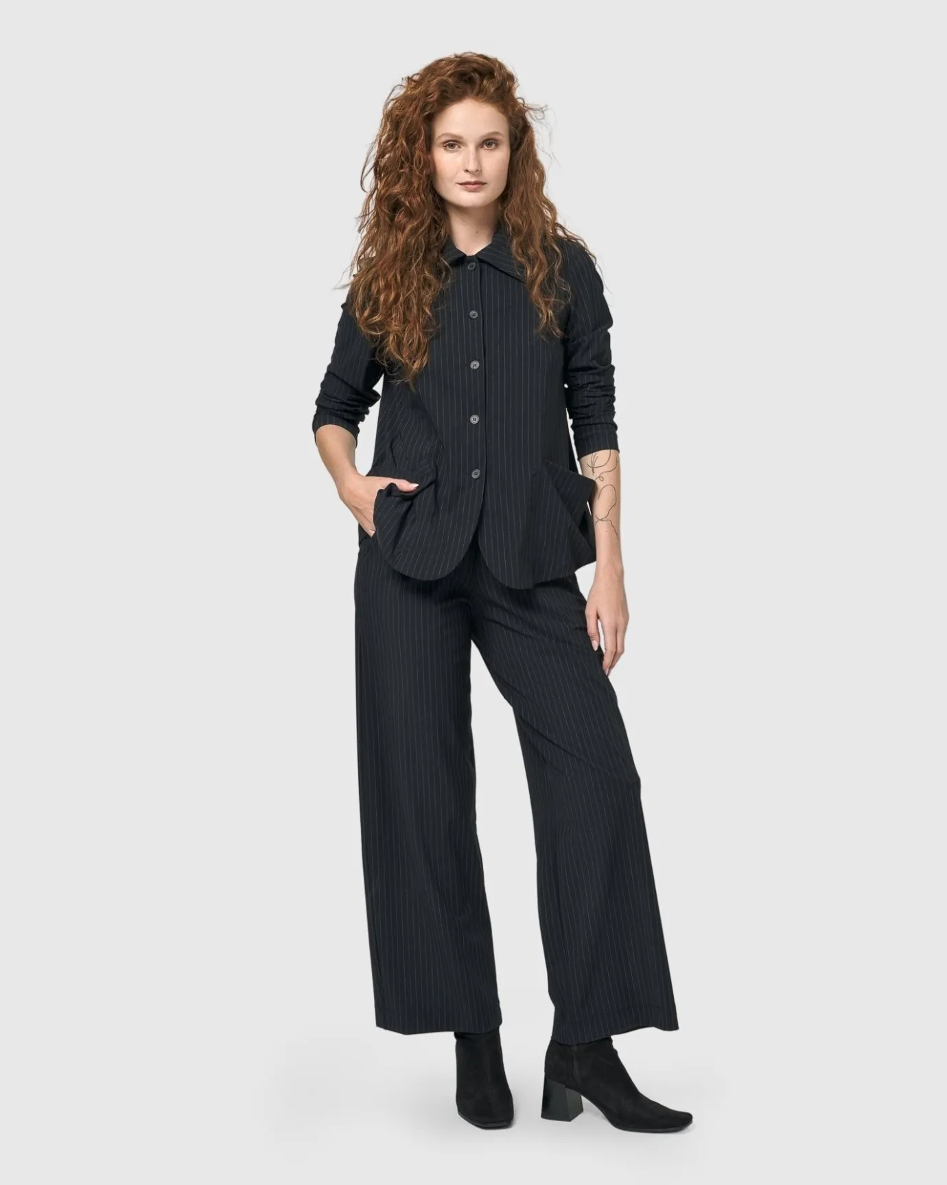 Women Alembika Jackets<Audrey Shirt Jacket, Pinstripes