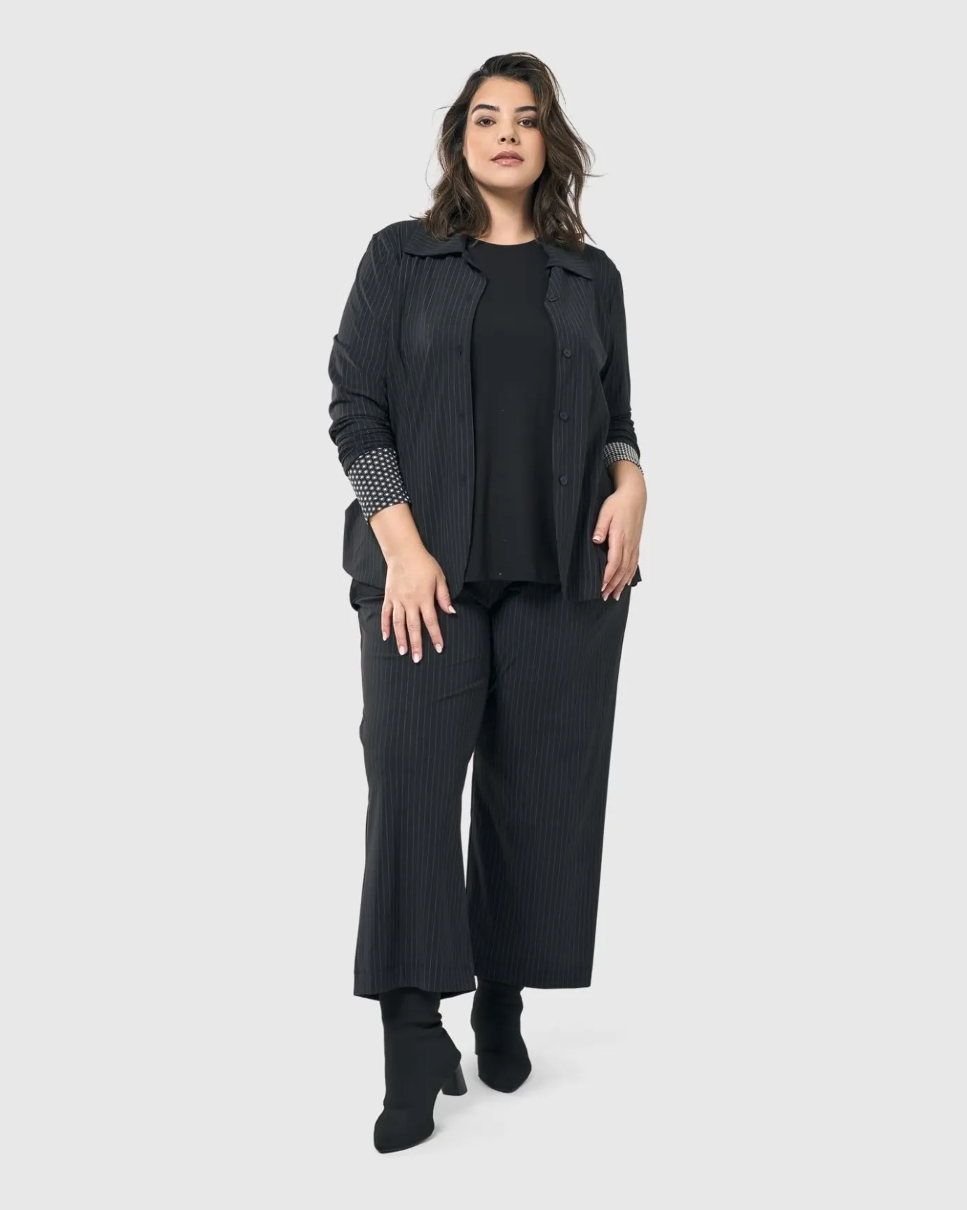 Women Alembika Jackets<Audrey Shirt Jacket, Pinstripes