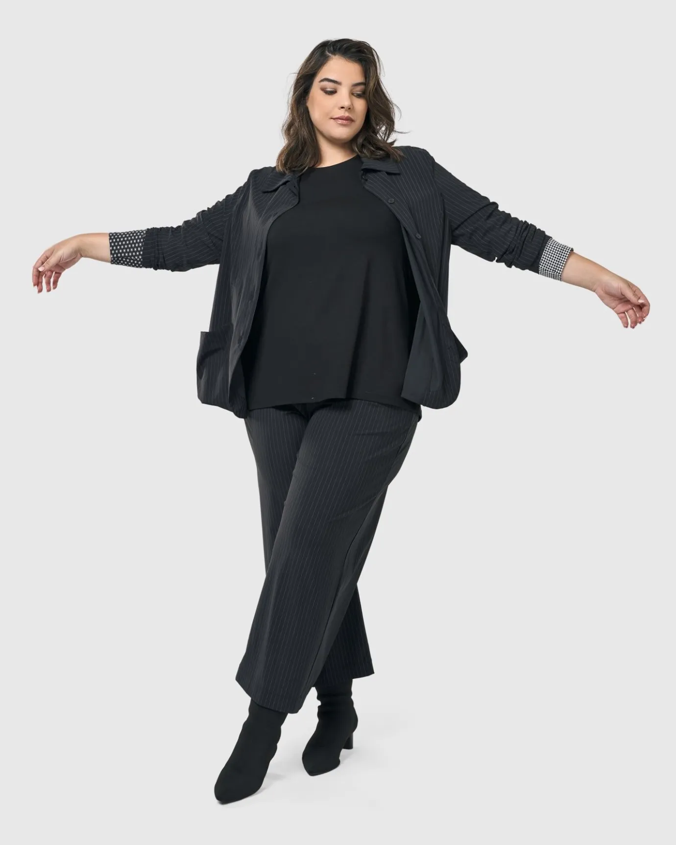 Women Alembika Jackets<Audrey Shirt Jacket, Pinstripes