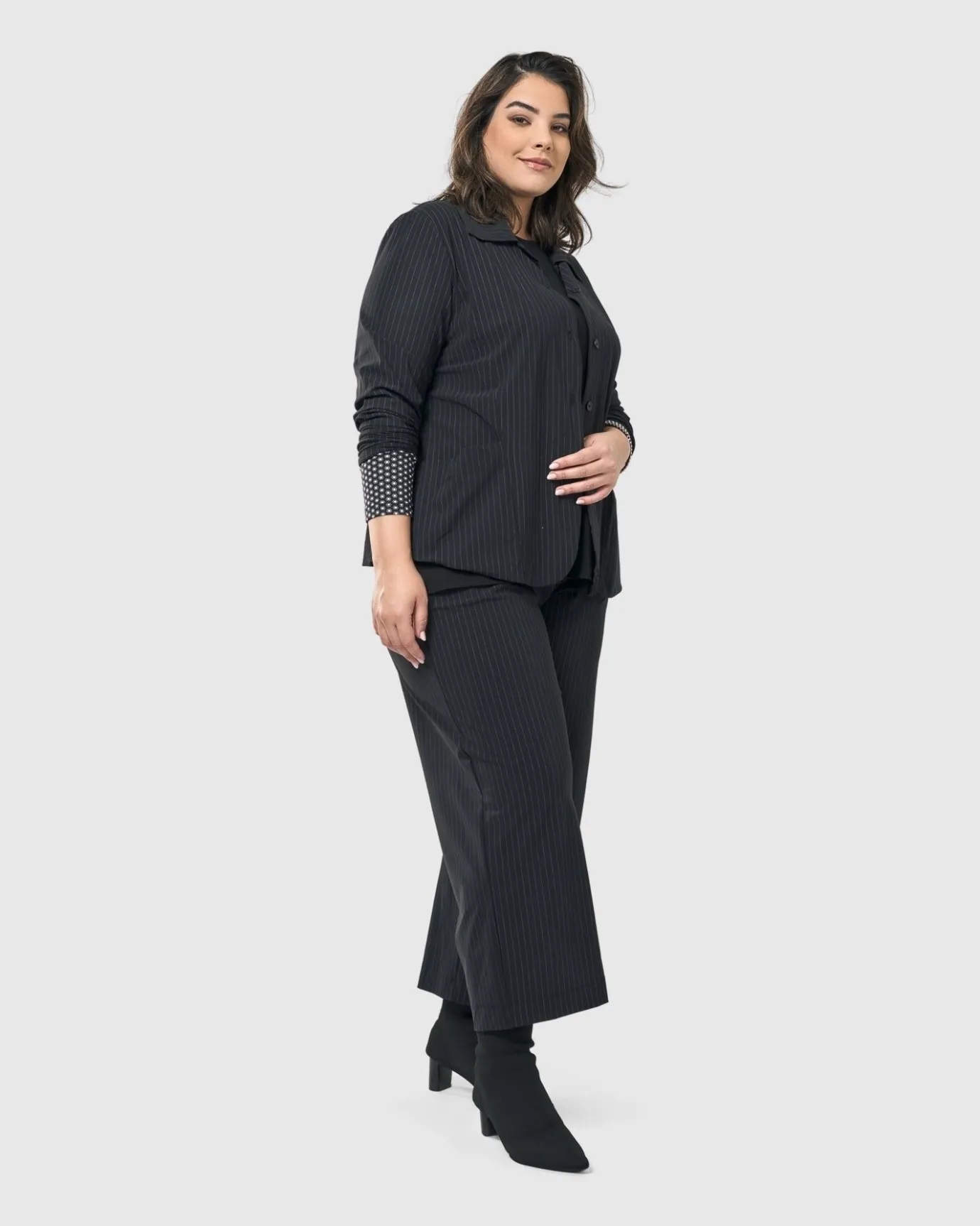 Women Alembika Jackets<Audrey Shirt Jacket, Pinstripes
