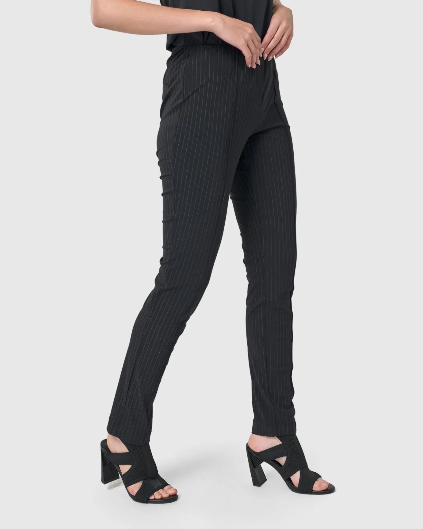 Women Alembika Pants & Skirts<Audrey Slim Pants, Pinstripes