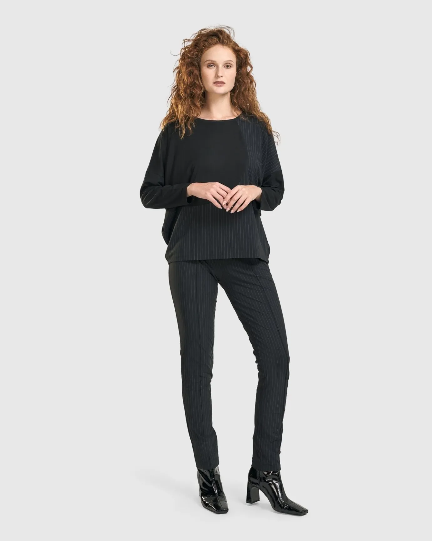 Women Alembika Pants & Skirts<Audrey Slim Pants, Pinstripes