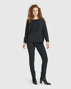 Women Alembika Pants & Skirts<Audrey Slim Pants, Pinstripes