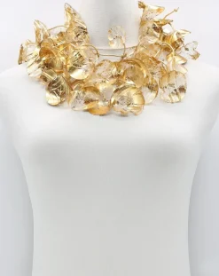 Women Alembika Accessories<Big Double Water Lily Necklace, Gold