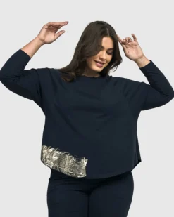 Women Alembika Plus<Calumet Relaxed Top, Navy