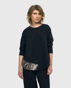 Women Alembika Plus<Calumet Relaxed Top, Navy